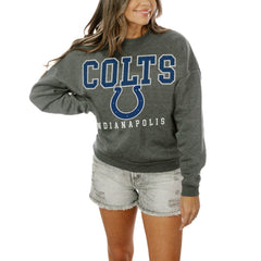 Indianapolis Colts Gameday Couture Women's Oversized Bring The Energy Pullover Sweatshirt – Charcoal | NFL