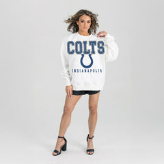 Indianapolis Colts Gameday Couture Women's Sunday Drives Oversized Crewneck Pullover Sweatshirt – White | NFL