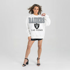 Las Vegas Raiders Gameday Couture Women's Sunday Drives Oversized Crewneck Pullover Sweatshirt – White | NFL