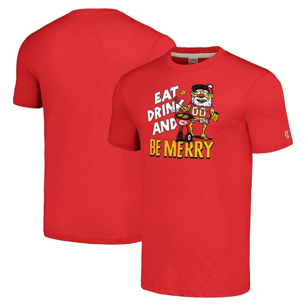Kansas City Chiefs Homage Unisex Holiday Tri-Blend T-Shirt Red | NFL