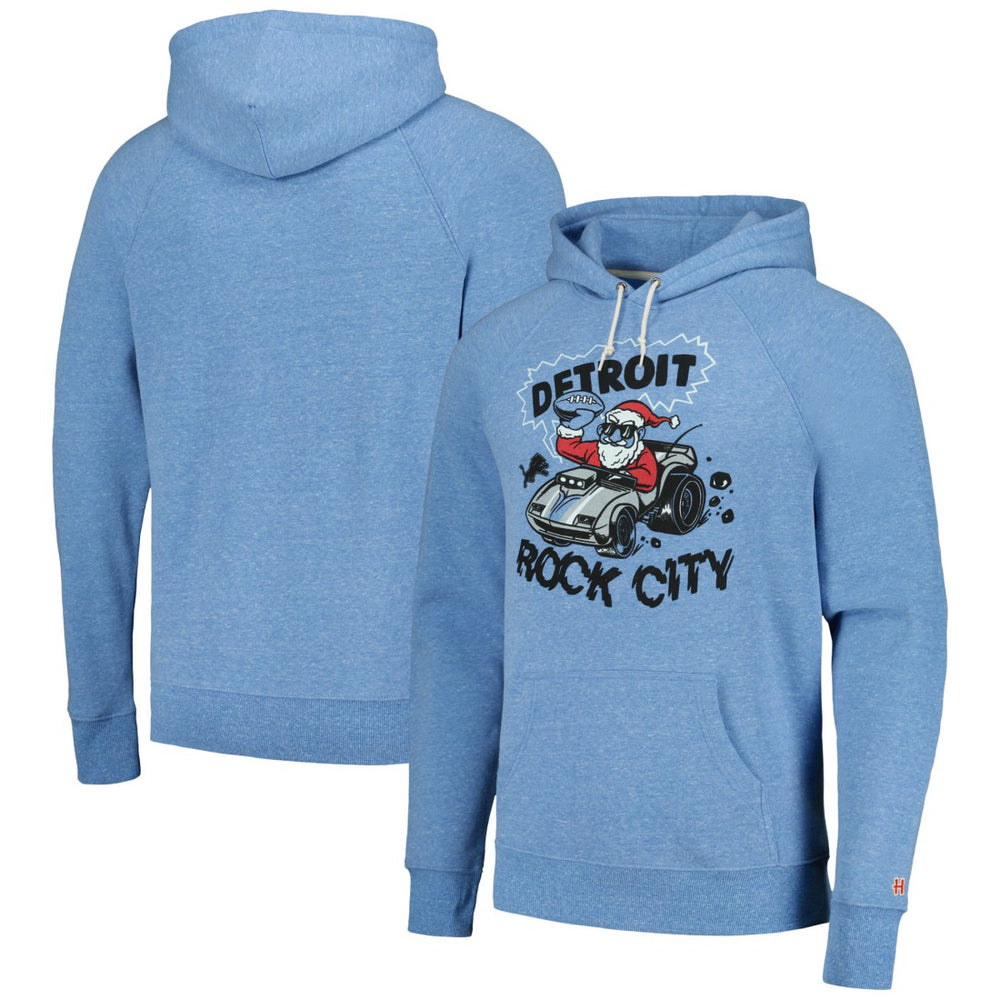 Detroit Lions Homage Unisex Holiday Raglan Tri-Blend Pullover Hoodie Light Blue | NFL