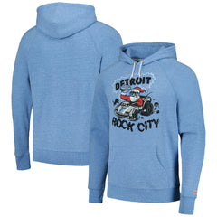 Detroit Lions Homage Unisex Holiday Raglan Tri-Blend Pullover Hoodie Light Blue | NFL