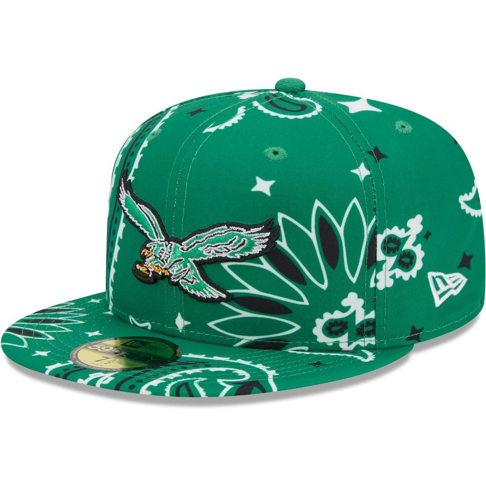 Philadelphia Eagles New Era Throwback Paisley 59FIFTY Fitted Hat Kelly Green | NFL