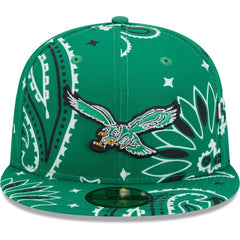Philadelphia Eagles New Era Throwback Paisley 59FIFTY Fitted Hat Kelly Green | NFL