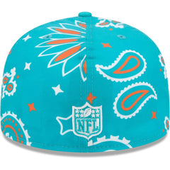 Miami Dolphins New Era Paisley 59FIFTY Fitted Hat Aqua | NFL