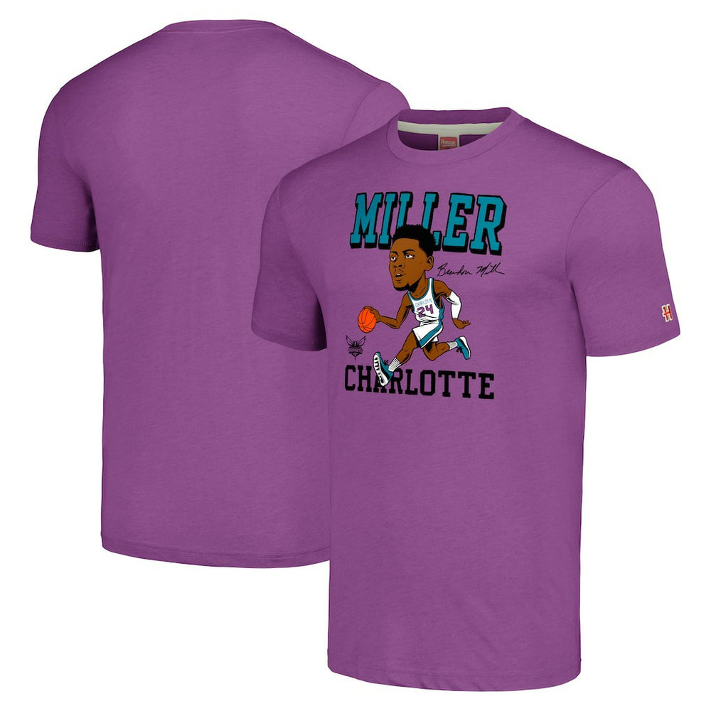 Brandon Miller Charlotte Hornets Homage Caricature Tri-Blend T-Shirt Purple - NBA