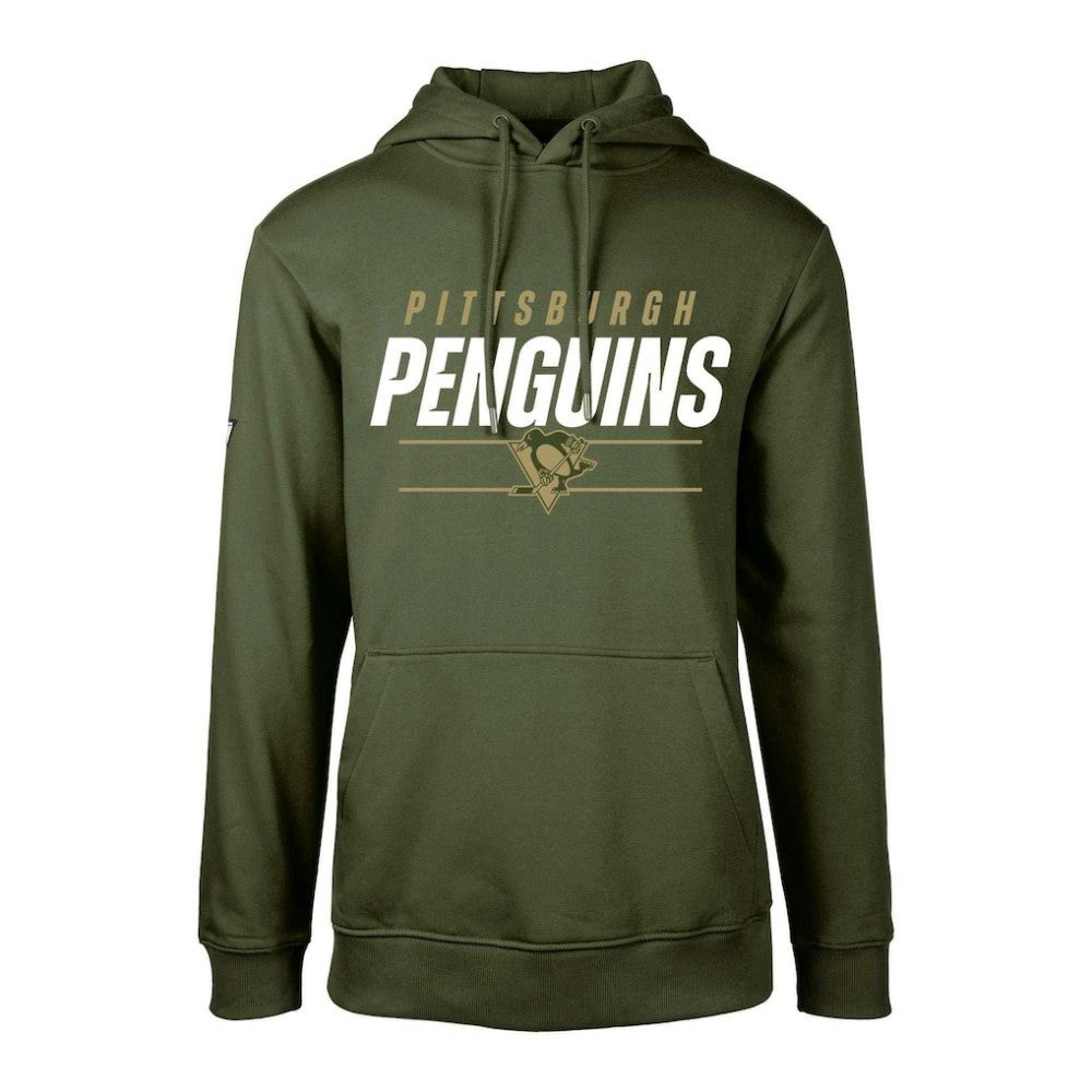 Pittsburgh Penguins Levelwear Youth Podium Fleece Pullover Hoodie - Olive - NHL