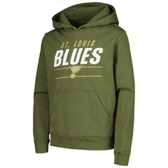 St. Louis Blues Levelwear Youth Podium Fleece Pullover Hoodie - Olive - NHL