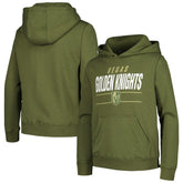 Vegas Golden Knights Levelwear Youth Podium Fleece Pullover Hoodie - Olive - NHL