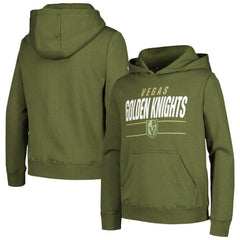 Vegas Golden Knights Levelwear Youth Podium Fleece Pullover Hoodie - Olive - NHL