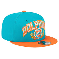 Miami Dolphins New Era Team Establish 9FIFTY Snapback Hat Aqua/Orange | NFL