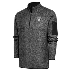 New York Knicks Antigua Metallic Logo Fortune Quarter-Zip Jacket Heather Black - NBA
