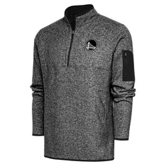 Golden State Warriors Antigua Metallic Logo Fortune Quarter-Zip Jacket Heather Black - NBA