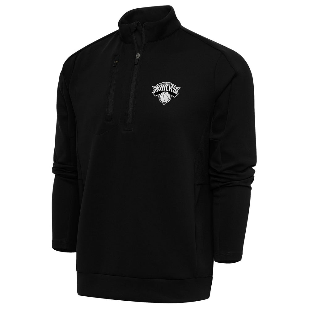 New York Knicks Antigua Metallic Logo Generation Quarter-Zip Top Black - NBA