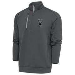 Milwaukee Bucks Antigua Metallic Logo Generation Quarter-Zip Top Pewter - NBA