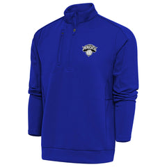 New York Knicks Antigua Metallic Logo Generation Quarter-Zip Top Blue - NBA