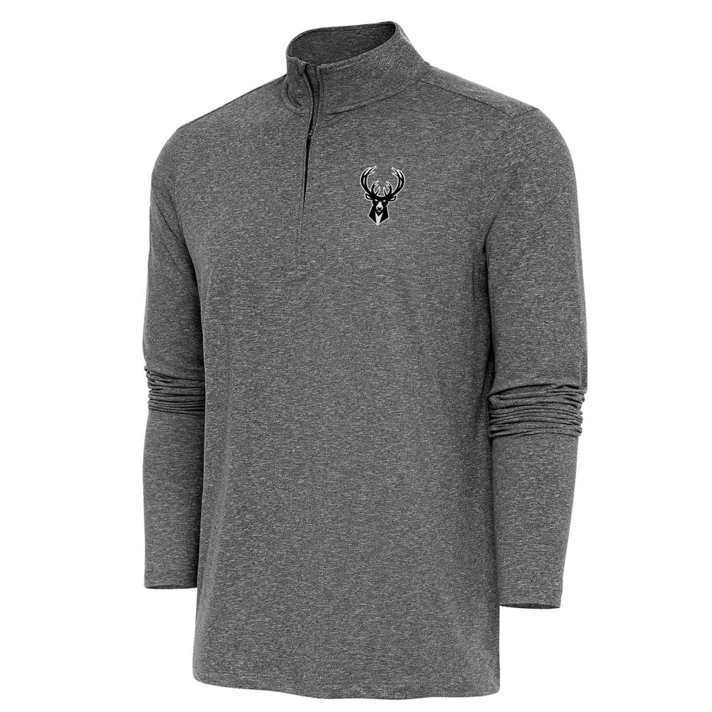 Milwaukee Bucks Antigua Hunk Quarter-Zip Top Heather Black - NBA