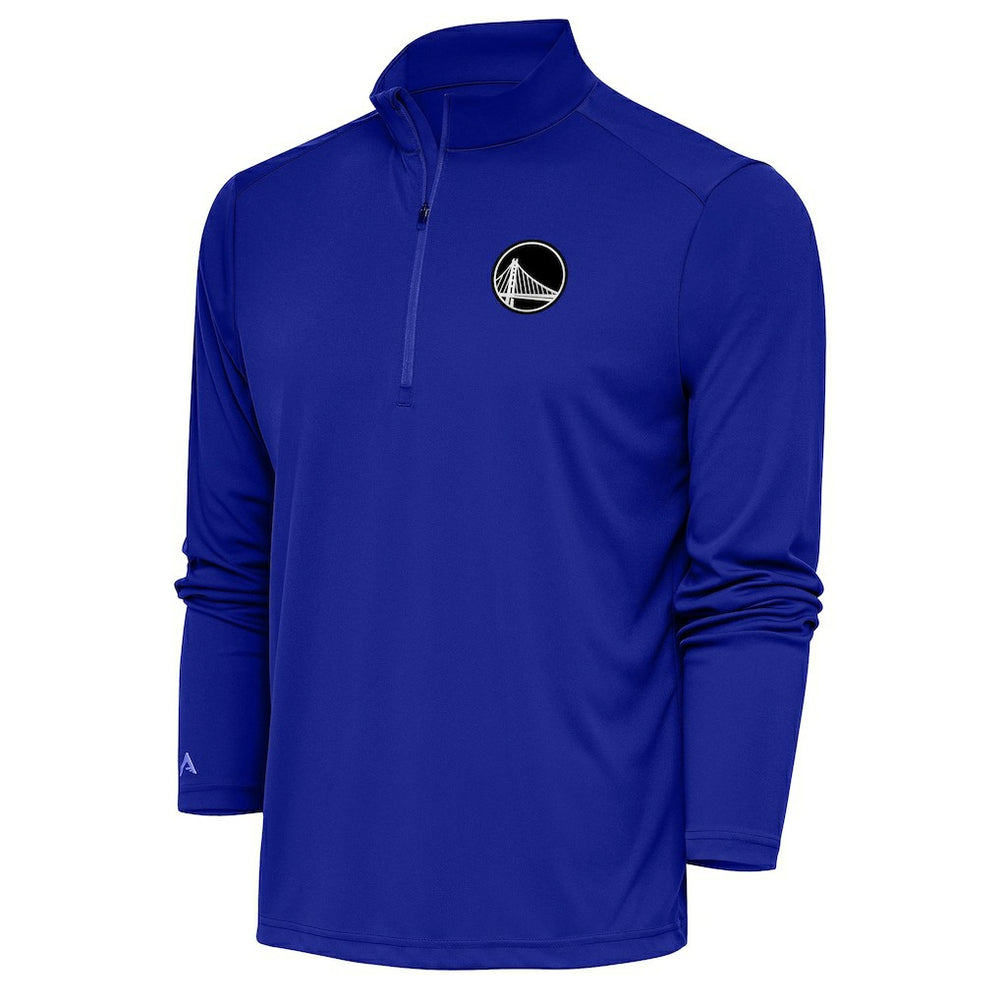 Golden State Warriors Antigua Metallic Logo Tribute Quarter-Zip Top Royal - NBA