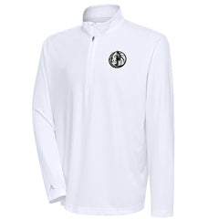 Dallas Mavericks Antigua Metallic Logo Tribute Quarter-Zip Top White - NBA