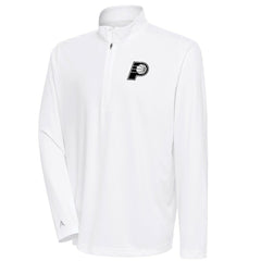 Indiana Pacers Antigua Metallic Logo Tribute Quarter-Zip Top White - NBA