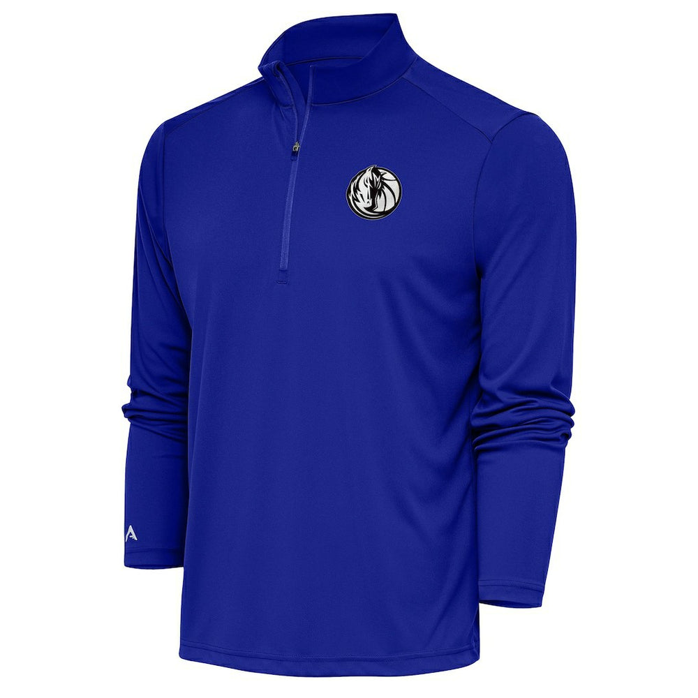 Dallas Mavericks Antigua Metallic Logo Tribute Quarter-Zip Top Blue - NBA