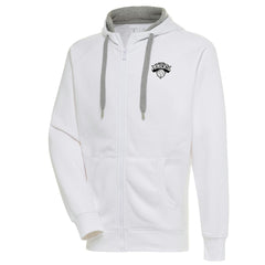 New York Knicks Antigua Metallic Logo Victory Raglan Full-Zip Hoodie White - NBA