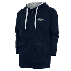New Orleans Pelicans Antigua Metallic Logo Victory Raglan Full-Zip Hoodie Navy - NBA