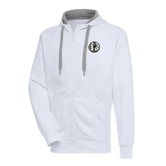 Dallas Mavericks Antigua Metallic Logo Victory Raglan Full-Zip Hoodie White - NBA