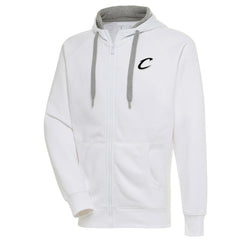 Cleveland Cavaliers Antigua Metallic Logo Victory Raglan Full-Zip Hoodie White - NBA