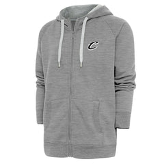 Cleveland Cavaliers Antigua Metallic Logo Victory Raglan Full-Zip Hoodie Heather Gray - NBA