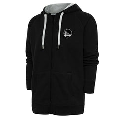 Golden State Warriors Antigua Metallic Logo Victory Raglan Full-Zip Hoodie Black - NBA