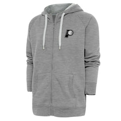 Indiana Pacers Antigua Metallic Logo Victory Raglan Full-Zip Hoodie Heather Gray - NBA