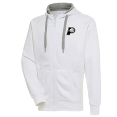 Indiana Pacers Antigua Metallic Logo Victory Raglan Full-Zip Hoodie White - NBA