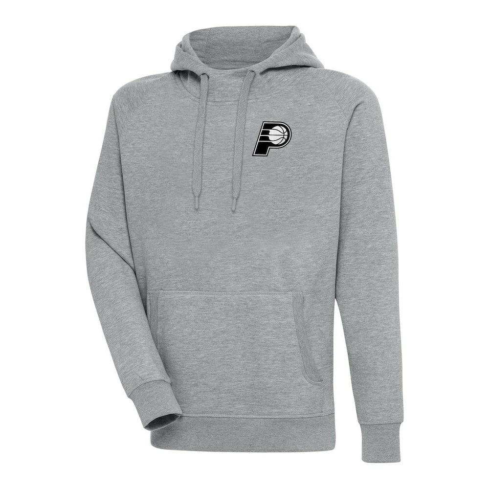 Indiana Pacers Antigua Metallic Logo Victory Raglan Pullover Hoodie Heather Gray - NBA
