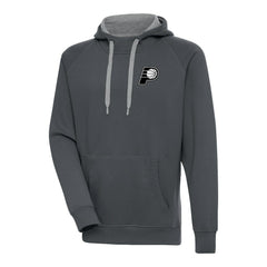 Indiana Pacers Antigua Metallic Logo Victory Raglan Pullover Hoodie Charcoal - NBA