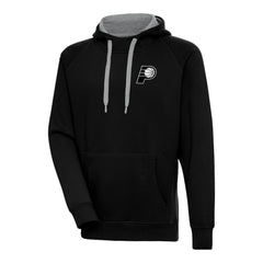 Indiana Pacers Antigua Metallic Logo Victory Raglan Pullover Hoodie Black - NBA