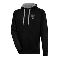 Milwaukee Bucks Antigua Metallic Logo Victory Raglan Pullover Hoodie Black - NBA
