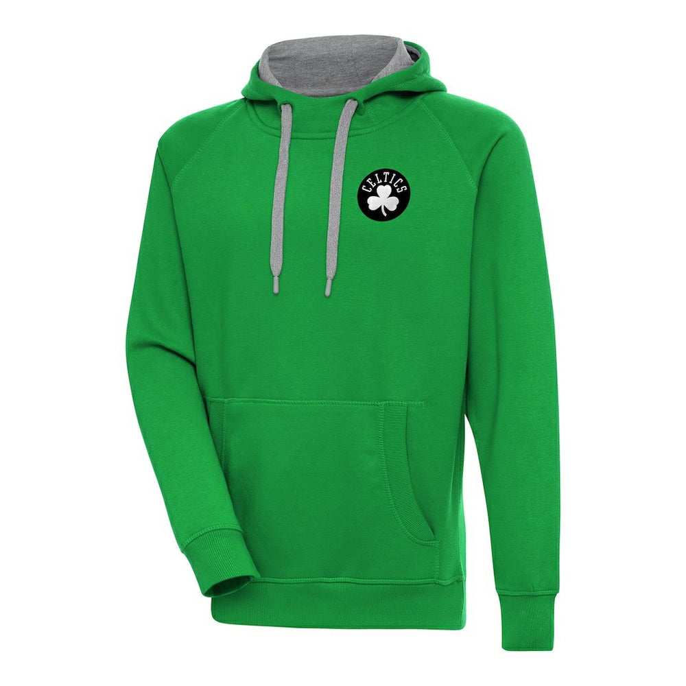 Boston Celtics Antigua Metallic Logo Victory Raglan Pullover Hoodie Kelly Green - NBA