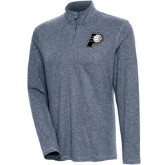 Indiana Pacers Antigua Women's Brushed Metallic Comfort Quarter-Zip Pullover Top - Heather Navy - NBA