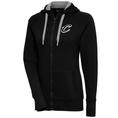 Cleveland Cavaliers Antigua Women's Brushed Metallic Victory Full-Zip Hoodie - Black - NBA