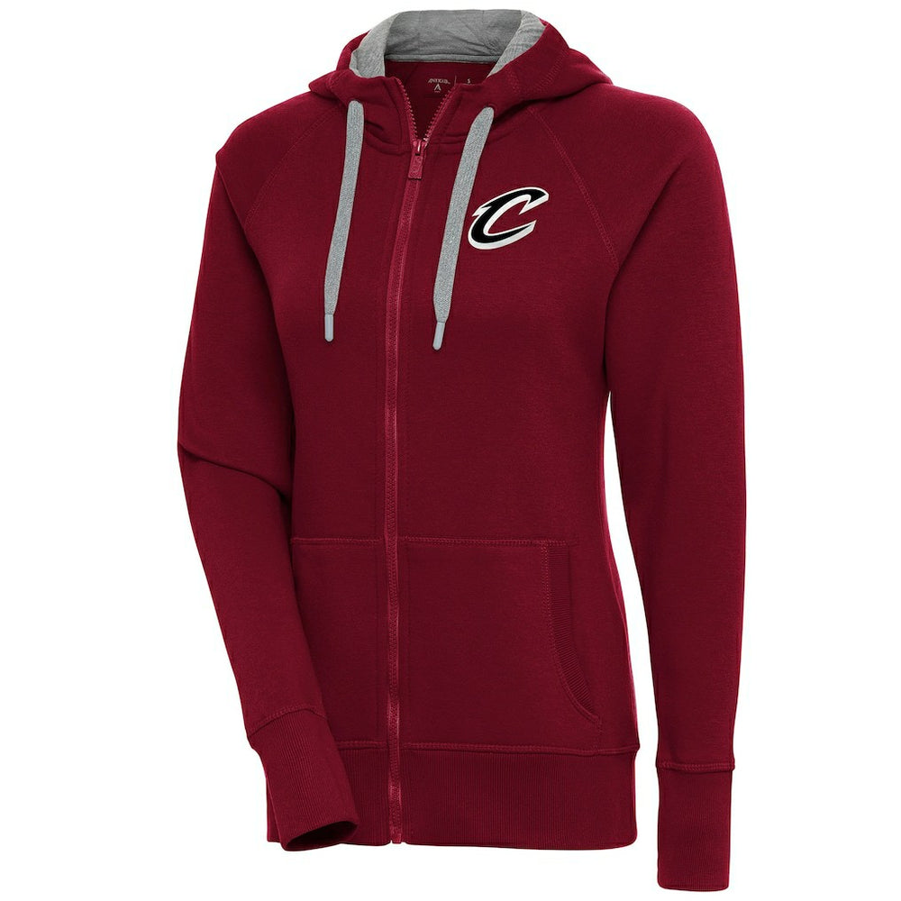 Cleveland Cavaliers Antigua Women's Brushed Metallic Victory Full-Zip Hoodie - Wine - NBA