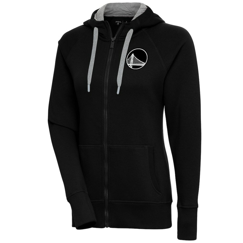 Golden State Warriors Antigua Women's Brushed Metallic Victory Full-Zip Hoodie - Black - NBA