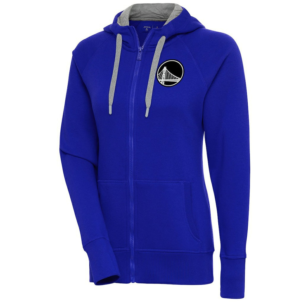 Golden State Warriors Antigua Women's Brushed Metallic Victory Full-Zip Hoodie - Royal - NBA
