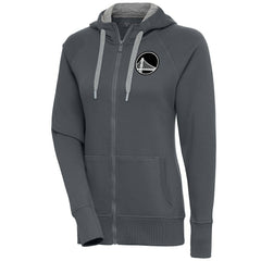 Golden State Warriors Antigua Women's Brushed Metallic Victory Full-Zip Hoodie - Charcoal - NBA
