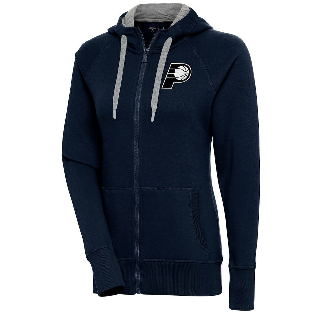 Indiana Pacers Antigua Women's Brushed Metallic Victory Full-Zip Hoodie - Navy - NBA