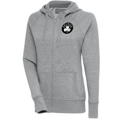 Boston Celtics Antigua Women's Brushed Metallic Victory Full-Zip Hoodie - Heather Gray - NBA