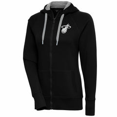 Miami Heat Antigua Women's Brushed Metallic Victory Full-Zip Hoodie - Black - NBA