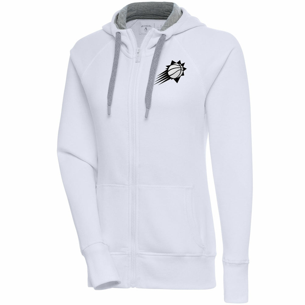 Phoenix Suns Antigua Women's Brushed Metallic Victory Full-Zip Hoodie - White - NBA