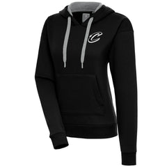 Cleveland Cavaliers Antigua Women's Brushed Metallic Victory Pullover Hoodie - Black - NBA