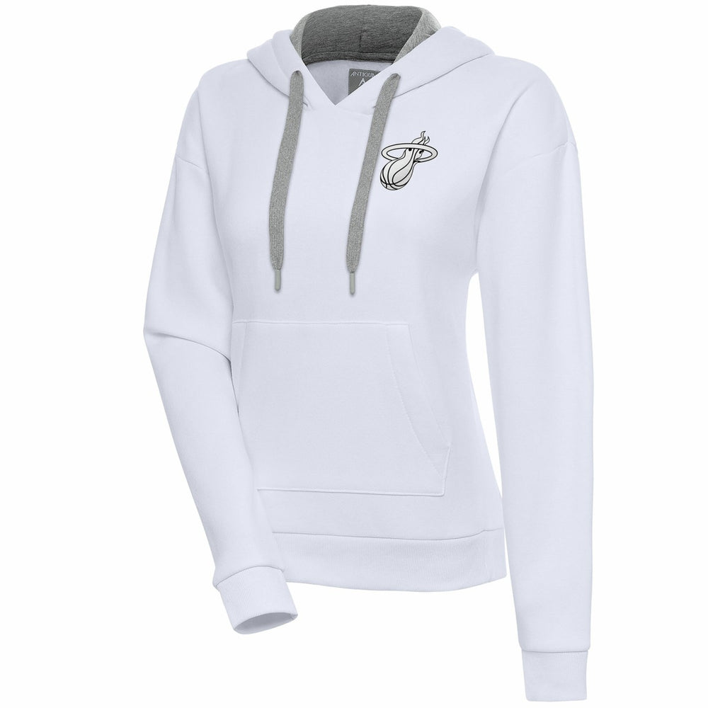 Miami Heat Antigua Women's Brushed Metallic Victory Pullover Hoodie - White - NBA